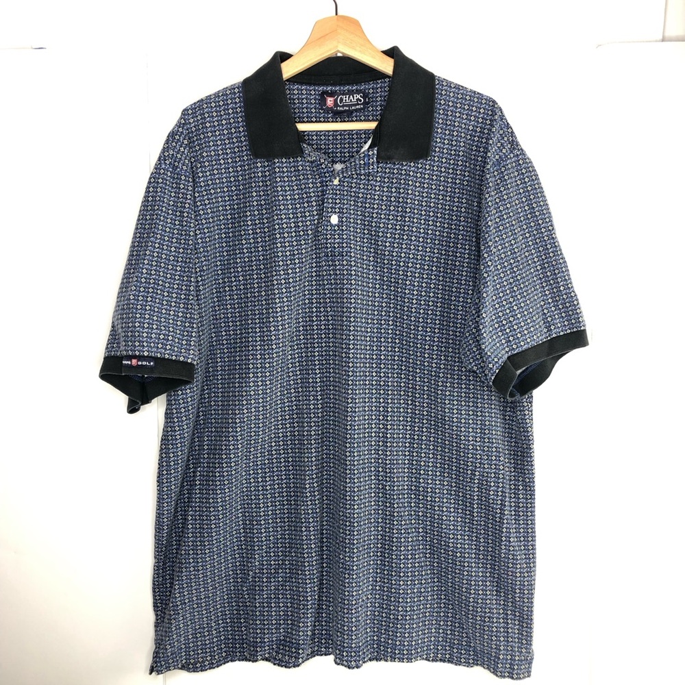 VTG Chaps Ralph Lauren Golf Polo Shirt Mens XXL Dark Blue 100% Cotton Outdoor